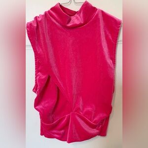 Pink velvet crop top